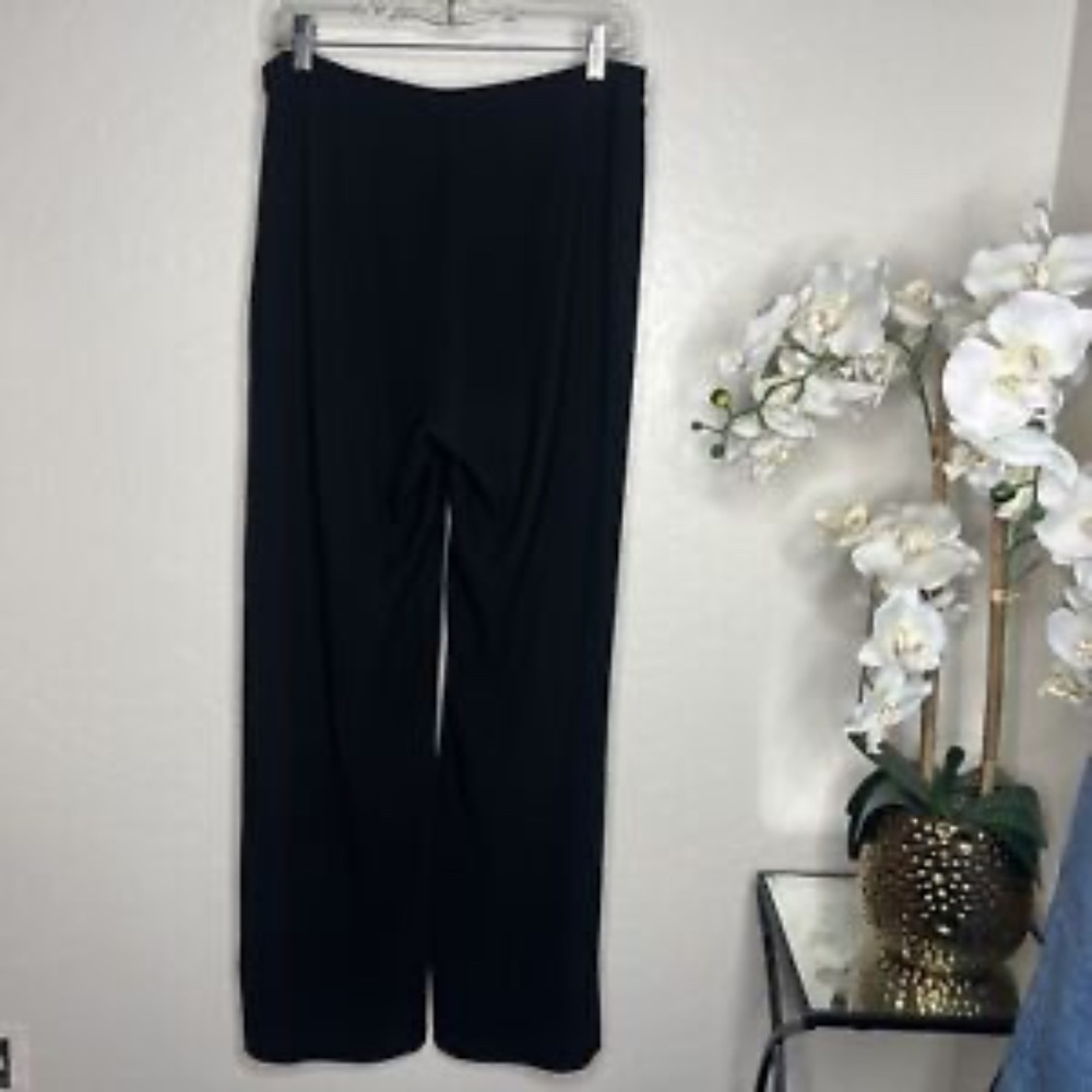 Eileen Fisher wide Silk Black Pants with Side Zip 8 - Picture 2 of 5
